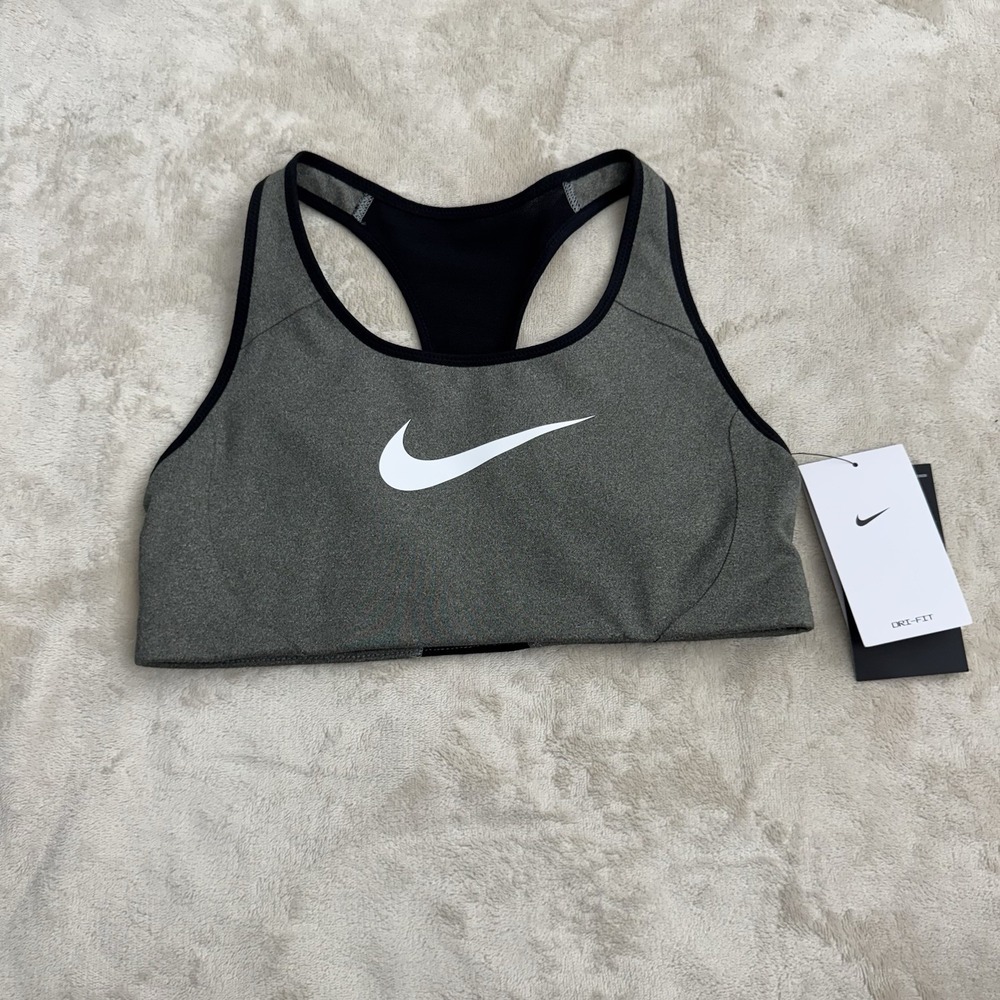 NWT Nike Dri-FIT Medium Support Sports Bra Gray Black Women's Small 548545-091